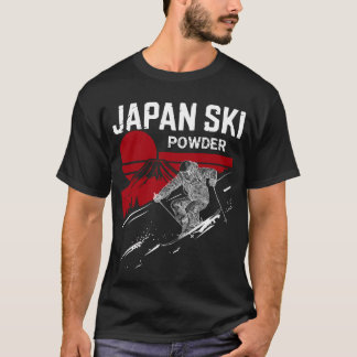 Camiseta Retro Japão Esqui Pó Mt Fuji Esquiador
