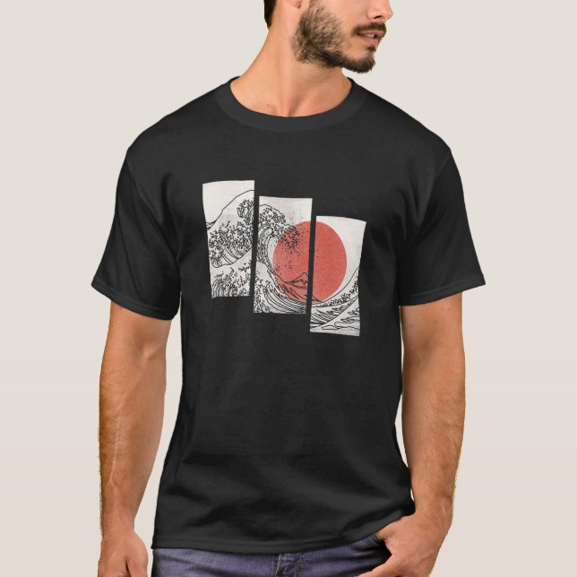 Camiseta Retro Japonês Flag Excelente Wave Graphic Outli (Frente)