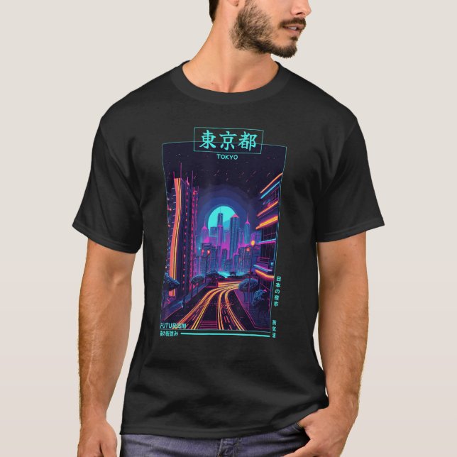 Camiseta Retro Japonês Vaporwave City Cyber Futurismo Aesth (Frente)