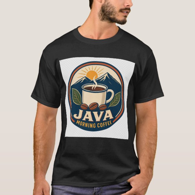 Camiseta Retro Java Café da Manhã Insígnia Vintage (Frente)