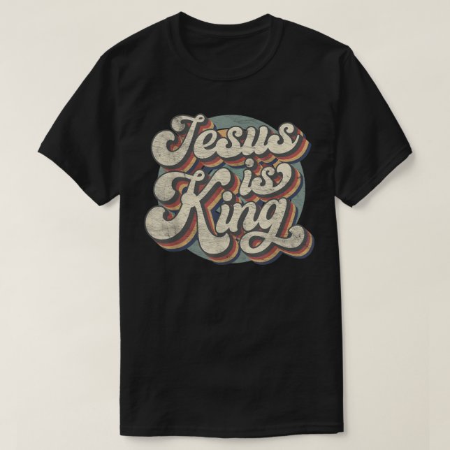 Camiseta Retro Jesus é rei cristão Bíblia religioso (Frente do Design)