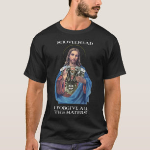 Camiseta Retro Jesus Shovelhead Eu perdoo todos os odiadore