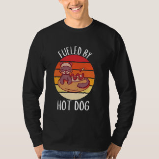 Camiseta Retro Kawaii Ferret Fueled By Hot Dog Vintage Hot 