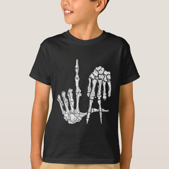 Camiseta Retro La Hands Skeleton Los Angeles Sinal Hall (Frente)