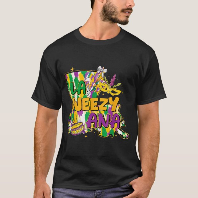Camiseta Retro La Weezy Ana Happy Mardi Gras Louisiana New  (Frente)