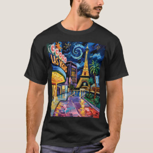 Camiseta Retro Las Vegas Van Gogh Style Casino Night City