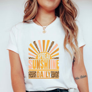 Camiseta Retro Leopard Explosão Solar; Espalhe Alegria Diar