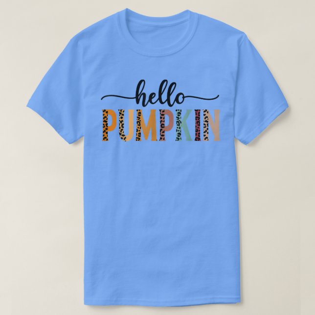 Camiseta Retro Leopard Hello Pumpkin Fall Season Autumn Tha (Frente do Design)