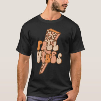 Camiseta Retro Leopard Lightning Bolt Fall Vibes Autumn Le