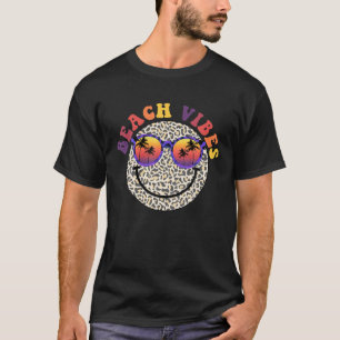 Camiseta Retro Leopard Sorri Face Beach Vibes Summer Men Wo