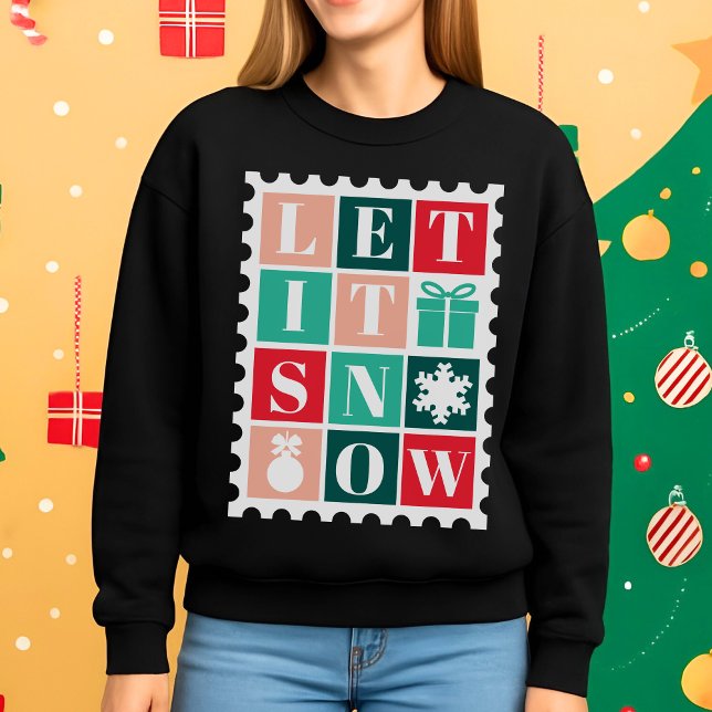 Camiseta Retro Let It Snow Christmas Postage Stamp (Criador carregado)