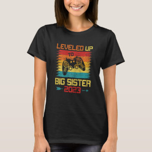 Camiseta Retro Leveled Up To Big Sister 2023 Pregnancy Reve