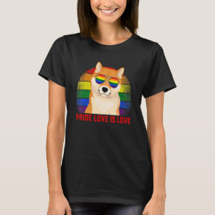 Camiseta Retro Lgbt Pride Love Is Love Shiba Inu Dog