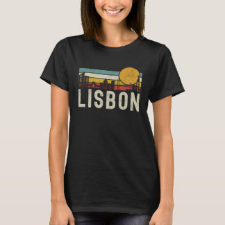 Camiseta Retro Lisboa Sunset Skyline Landscape Lisboa Porte