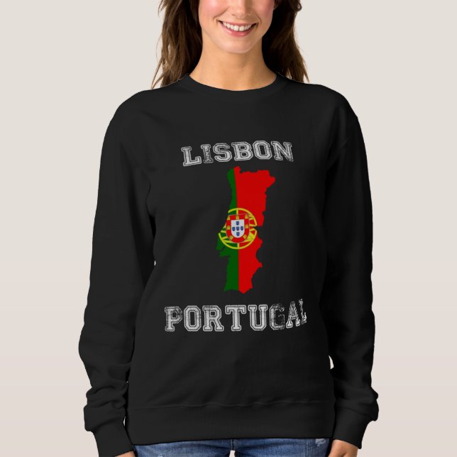 Camiseta Retro Lisbon Portugal Distressed Portugal Flag (Frente)
