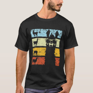Camiseta Retro Llama Alpaca Com Óculos De Sol Usados