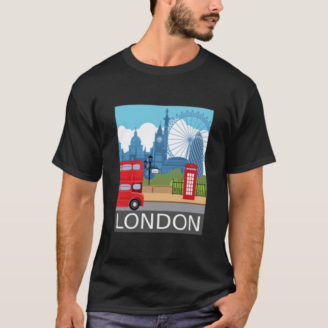 Camiseta Retro London skyline Landmarks (Frente)