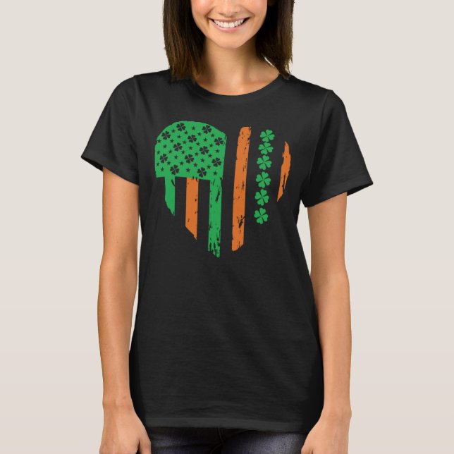 Camiseta Retro Love American Flag Heart Rua de Patrick (Frente)