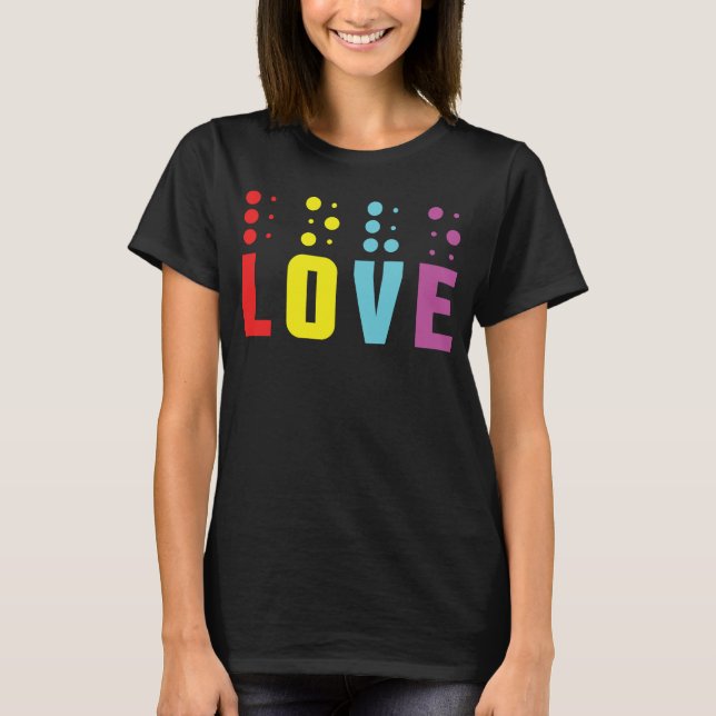 Camiseta Retro Love Braille Alphabet Braille Language Dot B (Frente)