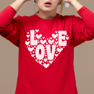 Camiseta Retro Love Heart Modern Red Women's Dia de os namo