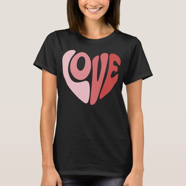 Camiseta Retro Love Heart Valentine Typography (Frente)