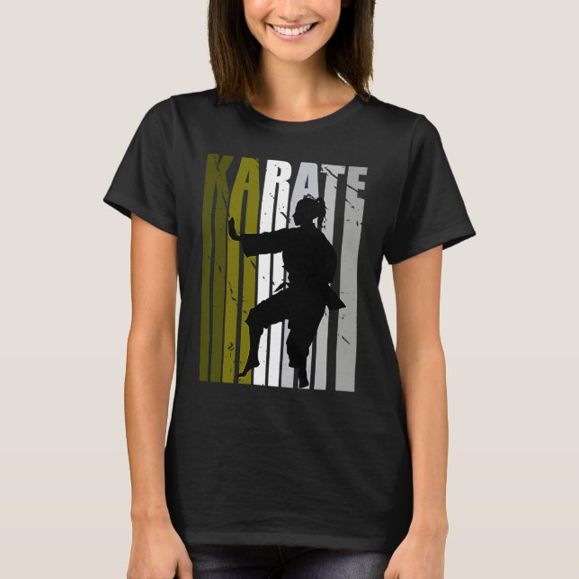 Camiseta Retro Love Karate Sparring Birthday Olive Green Co (Frente)