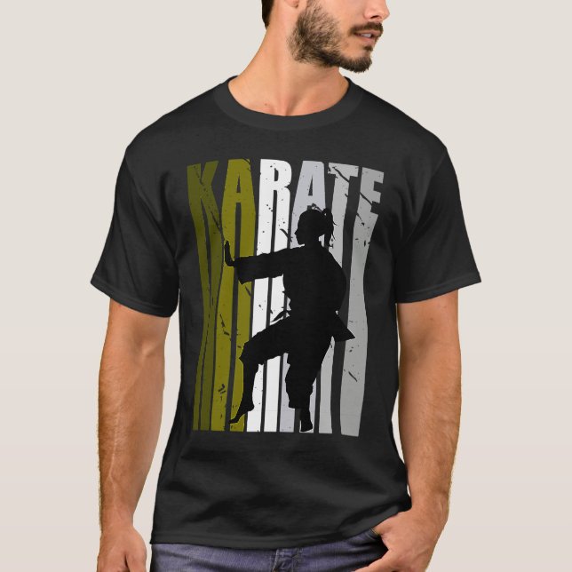 Camiseta Retro Love Karate Sparring Birthday Olive Green Co (Frente)