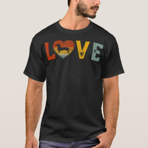 Camiseta Retro Love Themed Cute Dachshund Dog Graphic Valen