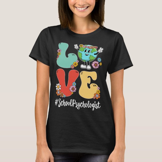 Camiseta Retro Love World Earth Day 2023 School Psychologis (Frente)
