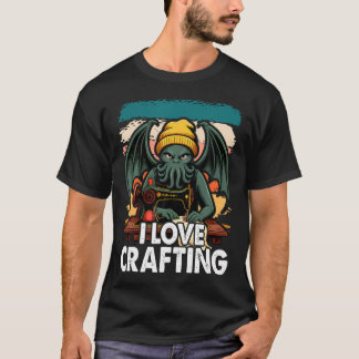 Camiseta Retro Lovecraftian Sewing Cthulhu Cartoon I Love