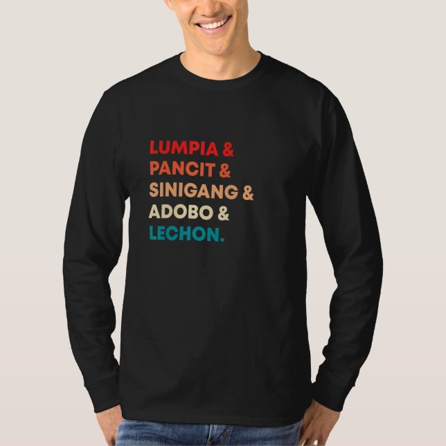Camiseta Retro Lumpia Pancit Sinigang Adobo Lechon Filipino (Frente)
