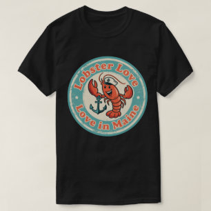 Camiseta Retro Maine Crachá_ Lobster Segurando Âncora