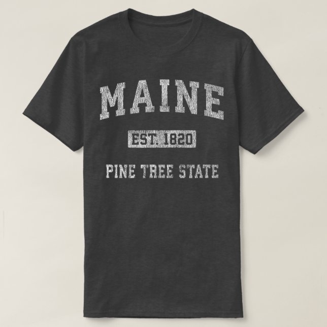 Camiseta Retro Maine Vintage Athletic Sports Design (Frente do Design)