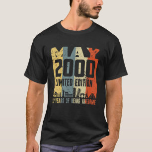Camiseta Retro Maio 2000 Engraçado Aniversário de 22 Anos