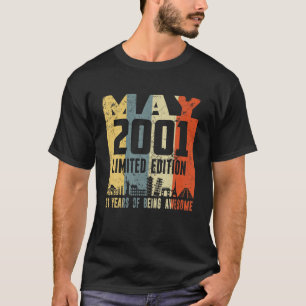 Camiseta Retro Maio 2001 Engraçado Aniversário de 21 Anos