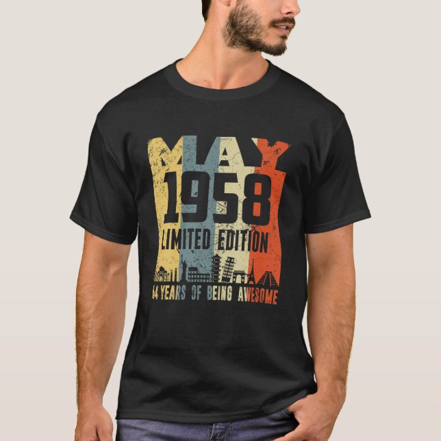 Camiseta Retro Maio De 1958 Engraçado 64º Aniversário (Frente)