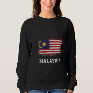 Camiseta Retro Malásia Flag Shirt Vintage Malaio Grunge