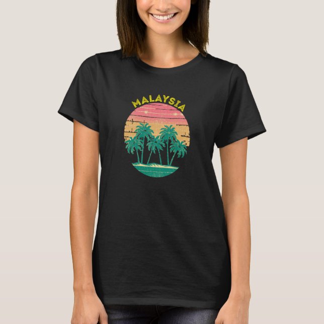 Camiseta Retro Malaysia Vacation Souvenir Palm Tree (Frente)