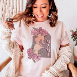 Camiseta Retro Mama Dia de as mães Segurando Mãos Floral