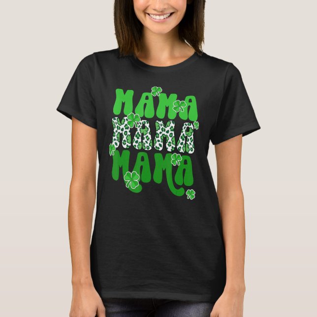 Camiseta Retro Mama Hoho Happy Patrick's Day Cowhide Lucky (Frente)