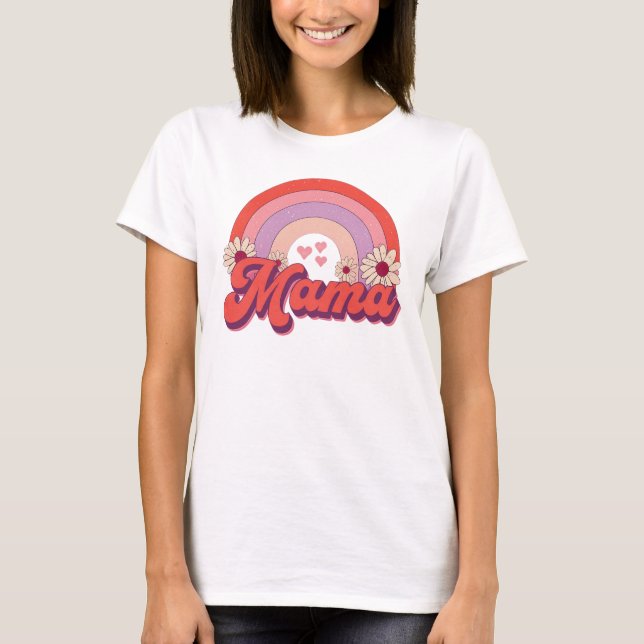 Camiseta Retro Mama Rainbow (Frente)
