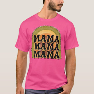 Camiseta Retro Mama Rainbow Groovy Vintage Leopard Boho Gr