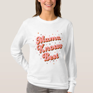 Camiseta Retro Mama Sabe Melhor Rosa Marrom Anos 70 Letra T