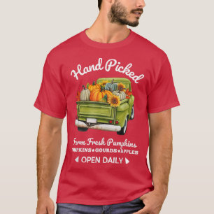 Camiseta Retro-Mão Escolhida Pumpkin Truck Fall Season Autu