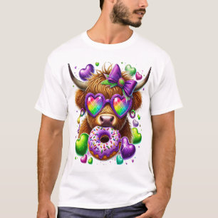 Camiseta Retro Mardi Gras Png, Vaca das Terras Altas