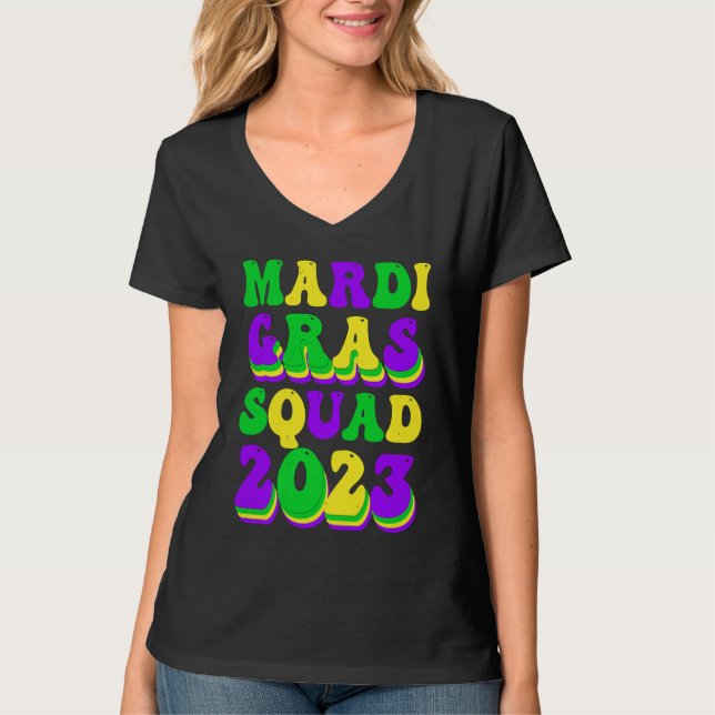 Camiseta Retro Mardi Gras Squad 2023 Leopard Print Family M (Frente)
