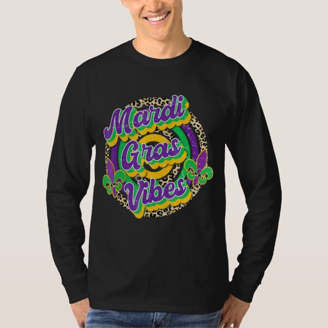 Camiseta Retro Mardi Gras Vibes Leopard Fat Terça Figurino (Frente)