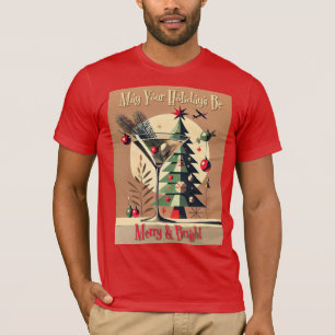 Camiseta Retro Martini de Natal Árvore Jet Set dos Anos 50