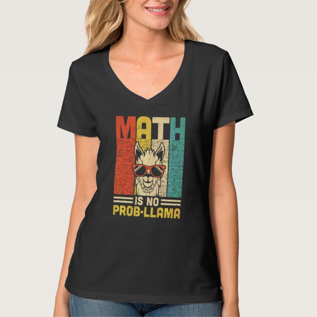 Camiseta Retro Matemática Não É Prob Llama Professor de Mat (Frente)
