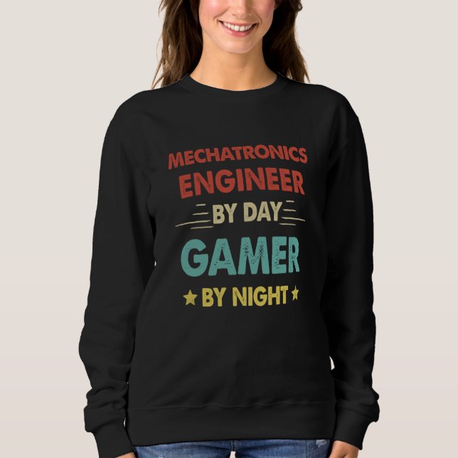 Camiseta Retro Mechatronics Engineer By Day Gamer By Night (Frente)